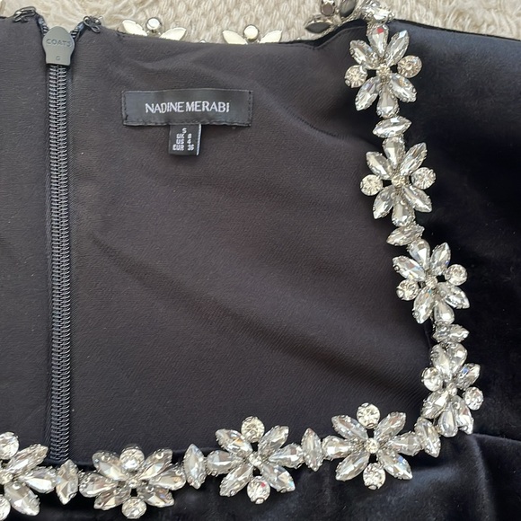 New Nadine Merabi Kimberly Long Sleeve Embellished Velvet Mini Dress - Picture 5 of 7